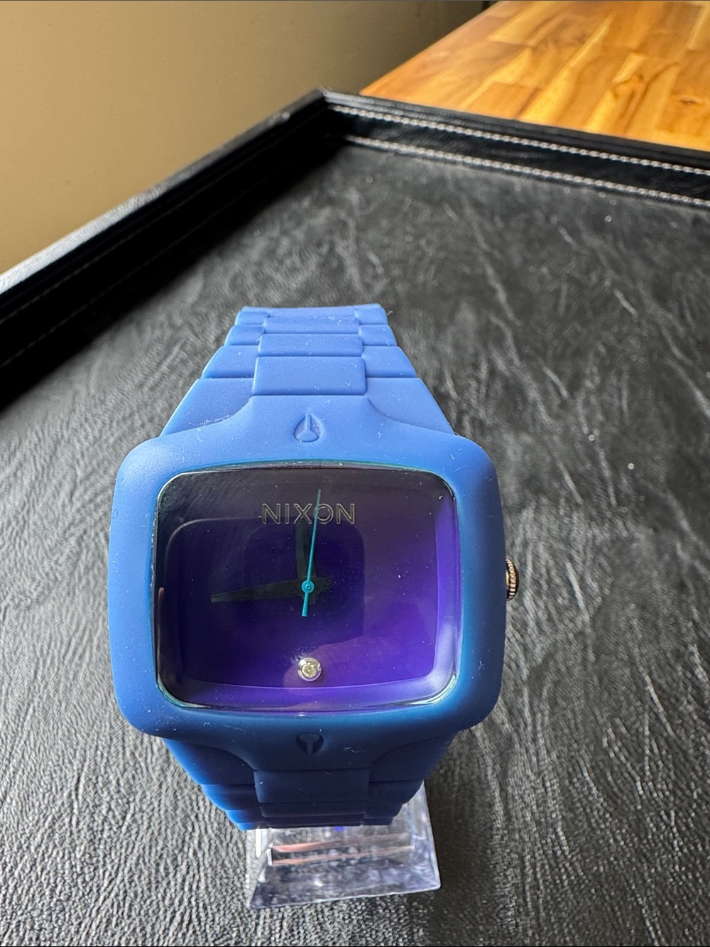 Nixon Blue Rubber Player Purple Dial 40mm analog modern minimalist